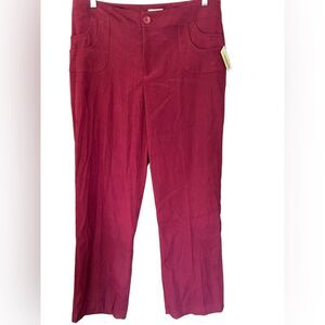 Christopher & Banks Moleskin High Rise Pants 16 Red Zipper Front Dress Soft‎ NWT